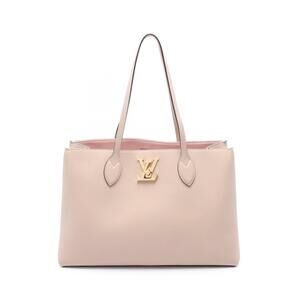 Louis Vuitton Lockme Shopper Greige Brown Gray Leather Tote Bag Beige